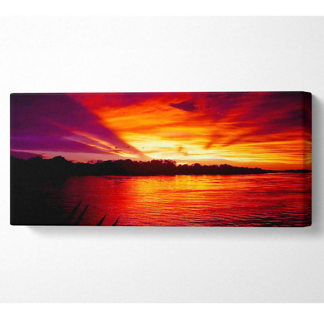 Red Mountain Lake 02 - Panorama-Kunstdrucke auf Leinwand