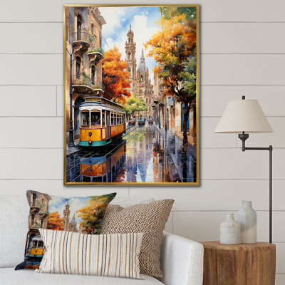Spain Colourful Streets Of Barcelona - Cityscapes Canvas Art Print