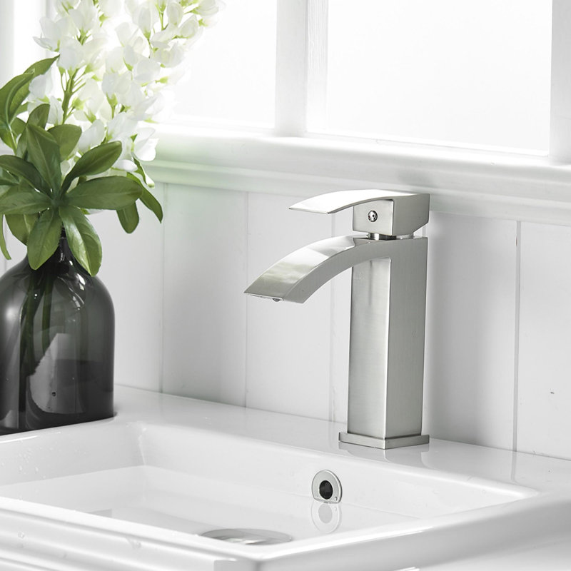 Single Handle Aluminium Bathroom Sink Faucet, Brushed Nickel