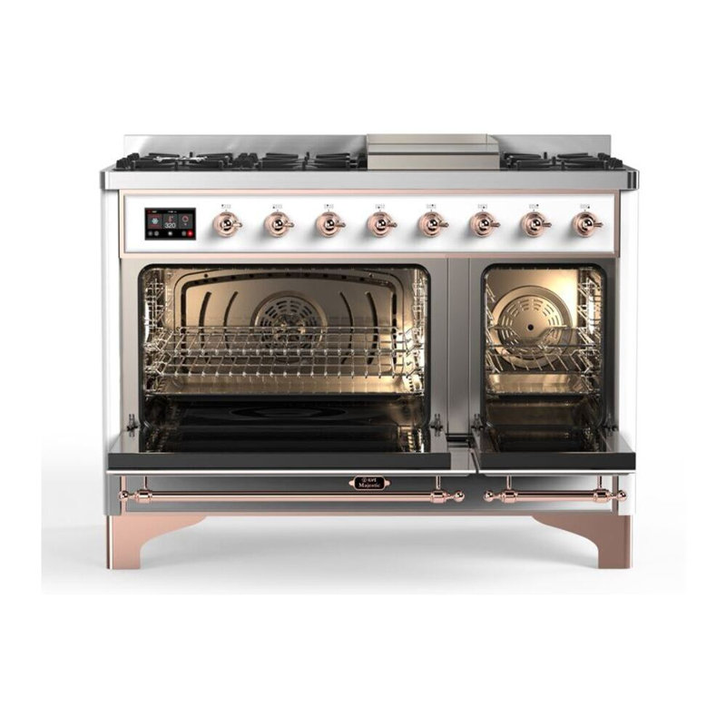 Majestic II 47.83" 5.02 Cu.Ft. Freestanding Dual Fuel with Griddle and Convection Oven, White/Copper, Natural Gas