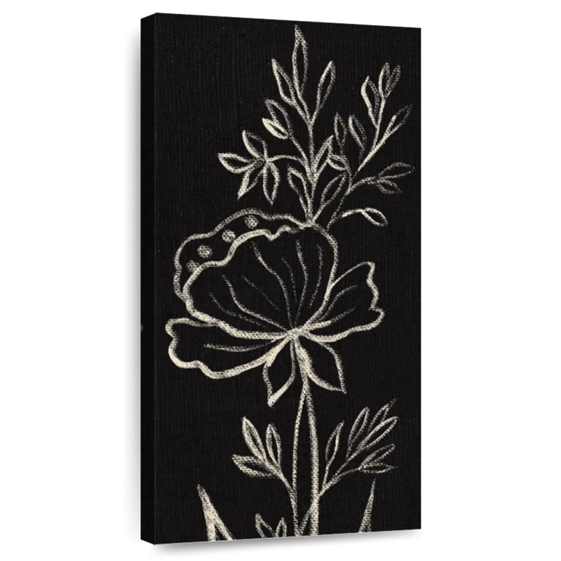 Black Floral, 24" H x 12" W