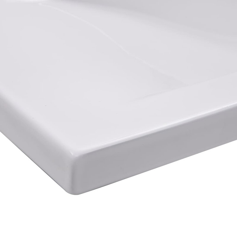 Belfry Bathroom Albrecht 910mm L x 395mm W Ceramic Rectangular Sink with Overflow, Light Grey, 91mm W x 39.5mm D x 18.5mm H