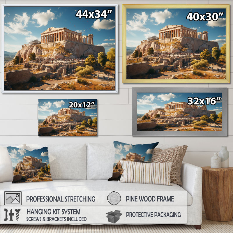" Greece Acropolis Majesty ", H 30 po x l 40 po, Cadre simple noir