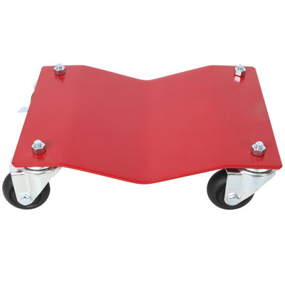4PACK 2500lbs Capacity Professional Steel Vehicle Dollies,Heavy Duty Wheel Dolly,Car Dolly,Steel Tire Skates with Brakes,RED