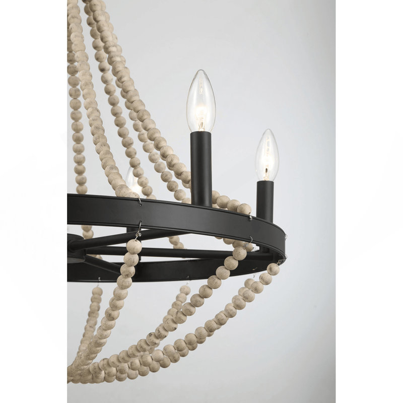 Luminaire suspendu en bois perlé noir Starry