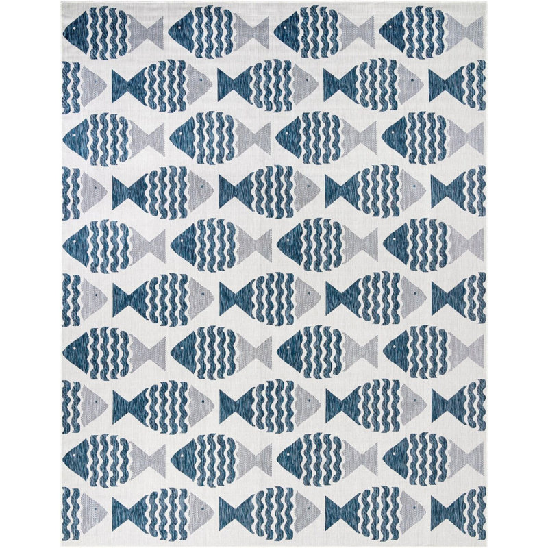 Tapis contemporain bleu marine Daitzman, Rectangle 10 pi x 13 pi 1 po