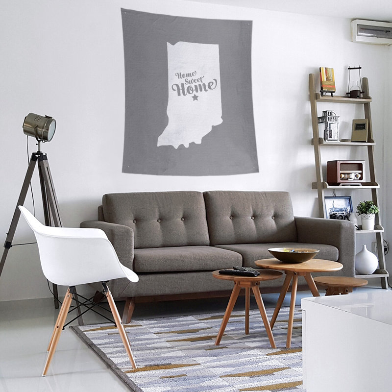 Tapisserie Home Sweet Indianapolis, H 60 po x l 51 po, Gris