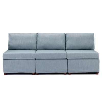 de canapé modulaire en lin moderne pour canapé modulaire en tissu, siège sans accoudoirs avec housses de coussin lavables amovibles, bleu clair