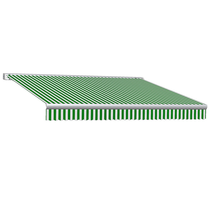 Awntech Key West Patio Retractable Awning with Cassette, 1' W x 10" D, Right Side, Forest/White Stripe