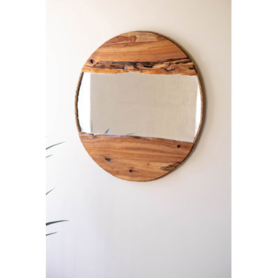 RECYCLED WOOD ROUND FRAMED MIRROR