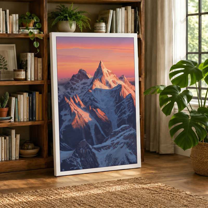 Alpine Dawn Minimalist - Wrapped Canvas, 18x12 - 45.7 x 30.5 cm, Ochre Border