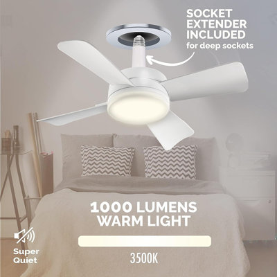 Socket Fan Light With Remote, Portable...
