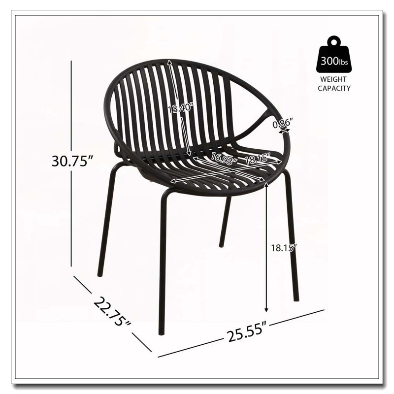 Outdoor Patio Stackable Chairs, Black