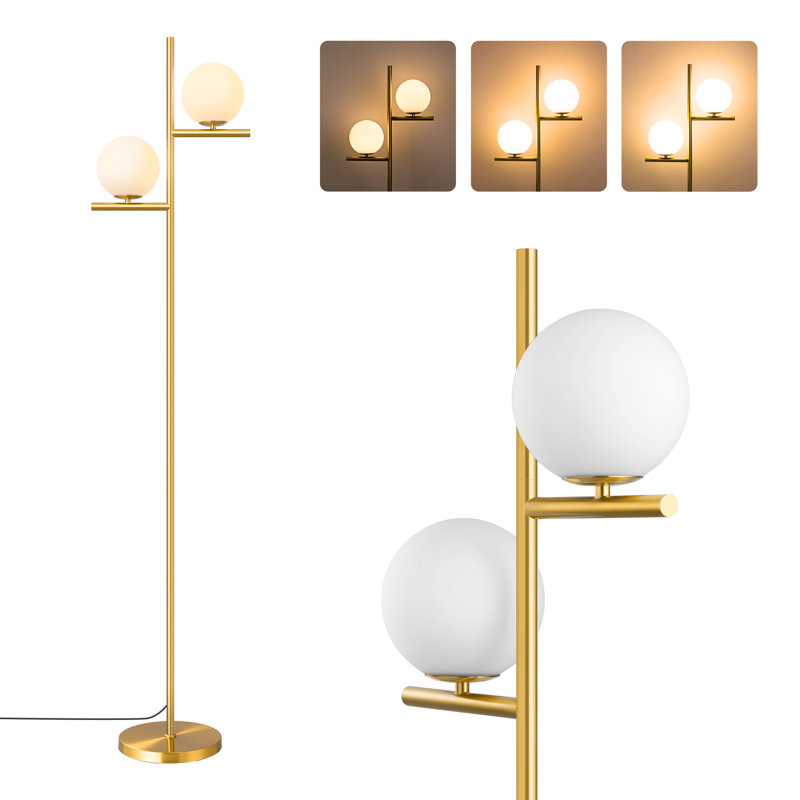 Saez 68" LED Dimmable Tree Floor Lamp with Globe Glass Shades