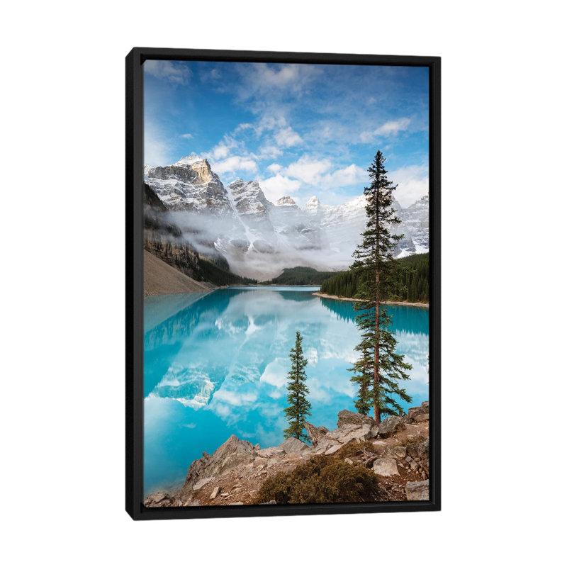 «moraine lake, H 60 po x l 40po x P 1,5 po, Toile avec cadre noir