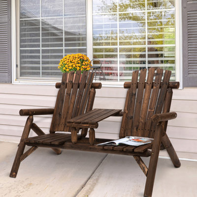 2 chaises en bois avec table, mobilier d'extérieur pour la cour, la terrasse, le porche, agréable table de siège de foyer et terrasse de loisirs et de confort