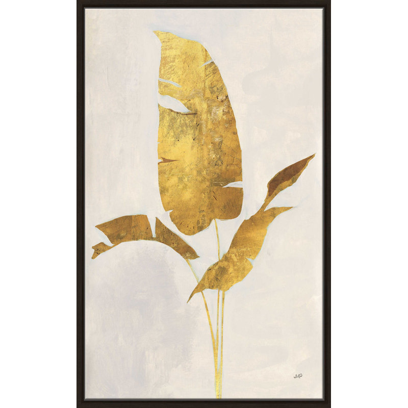Palmier doré II - peinture, L 39,5 po x H 63,5 po, Cadre noir