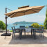 Parasol en porte-à-faux avec manivelle 132 po Winon, contrepoids inclus