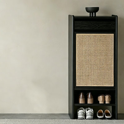 Armoire de rangement pour chaussures en rotin