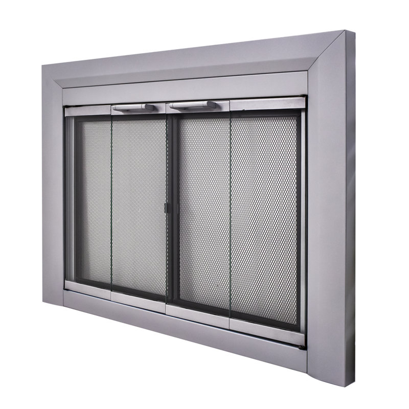 Portes pliantes en acier Abbygayle, H 31 po x l 37,5 po x P 1,85 po, Skyline nickel