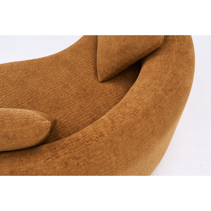 Canapé modulaire incurvé en chenille orange à double profondeur en S, sans assemblage, peu encombrant pour les petites chambres, L 66,9 po, 400 lb, siège souple moyen, dossier coussiné, accoudoirs évasés, mousse à haute résilience, coussins décoratifs 2