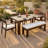 Acacia Wood Patio Dining Set With Umbrella Hole And Waterproof Cushions - Outdoor Table For 6 People-1292754780