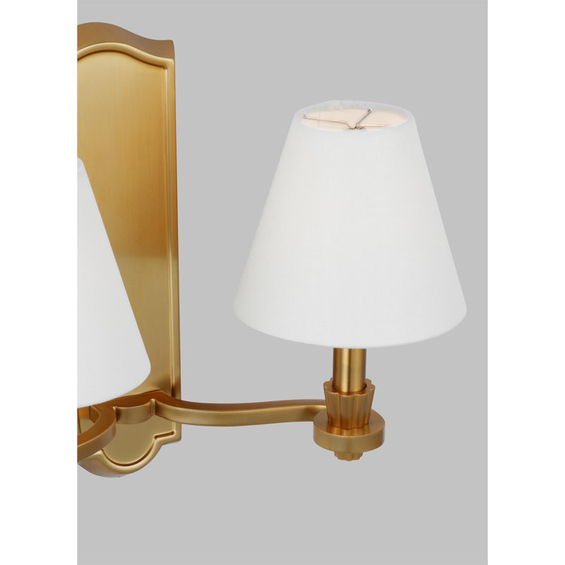 Elegant Burnished Brass Vanity Wall Sconce with Linen Shades