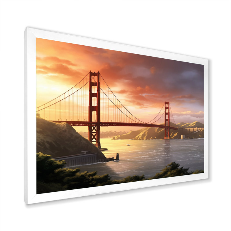 San Francisco Golden Gate Solitude II, reproduction d'art sur toile, H 30 po x l 40 po x P 1,5 po, Cadre photo blanc