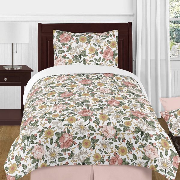 Vertical Stripe White Duvet Cover Set Vintage Floral Bedding Set Soft  Cotton Comforter Quilt Cover Orange Flower Green Vines Bed Set 