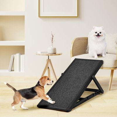 Rampe réglable pour chien, rampe pliante en bois pour animaux de compagnie pour petits et plus âgés, 42 po de long, hauteur de 14 po à 26 po, capacité de charge de 200 lb, rampes de voiture de chien légères pour VUS, lit, canapé