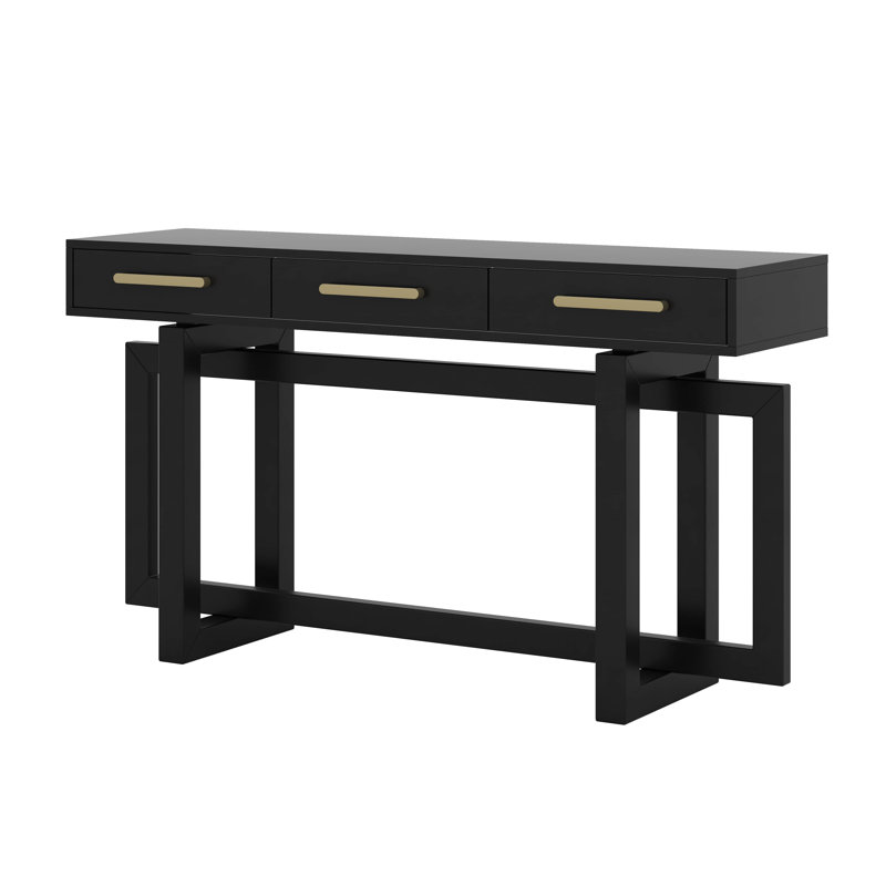 Console élégante avec trois tiroirs, Noir