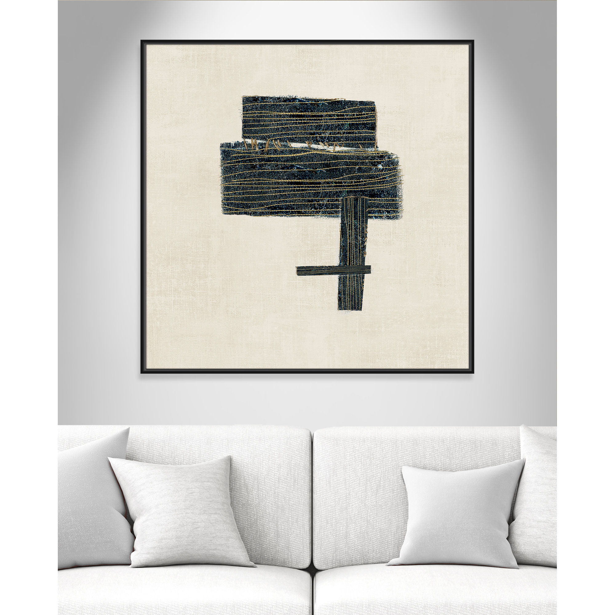 Stiched I Print by , Black, 41.5" H x 41.5" W