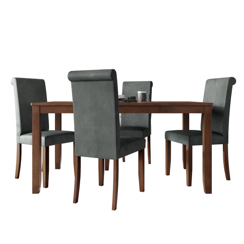 Chaise de salle à manger en bois avec table L 59 po Colwell, Gris clair, 5 pièces: table, 4 chaises