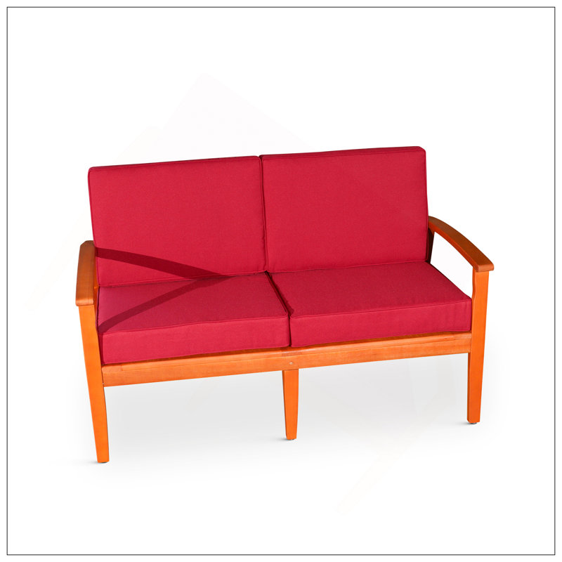 Causeuse eucalyptus avec coussins, huile naturelle, bourgogne, Rouge, Orange
