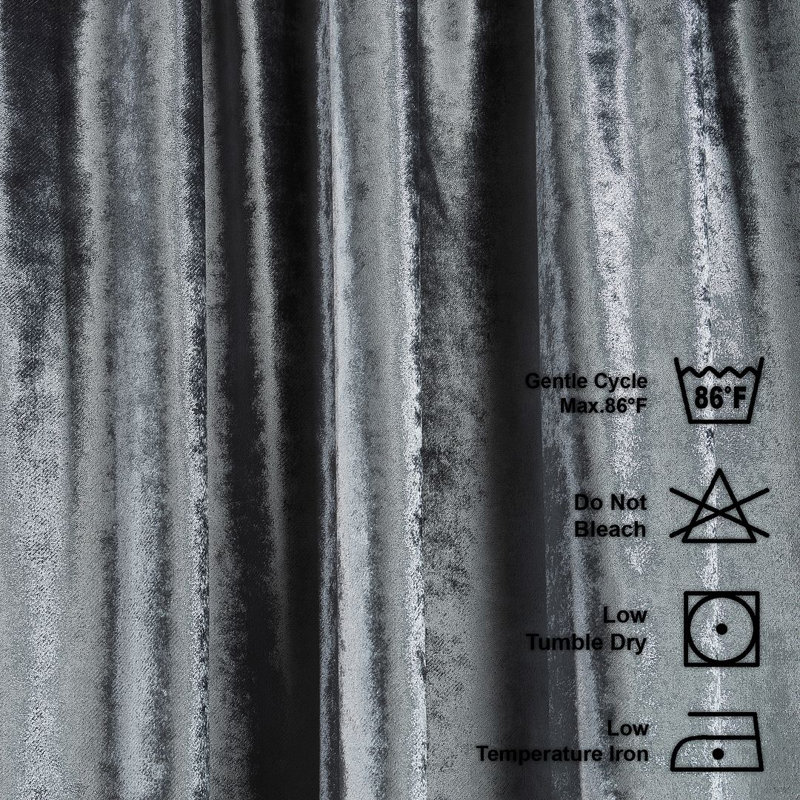 Velvet Semi-shee Single Curtain Panel, 190cm Width x 125cm Drop, Grey