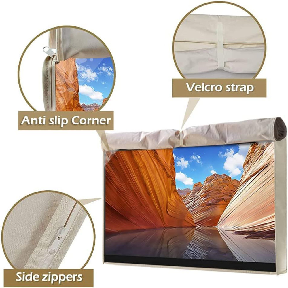 Outdoor TV Cover 39-40 Inch with Waterproof Zipper Velcro + Bottom Cover,  HOMEYA 600D Heavy