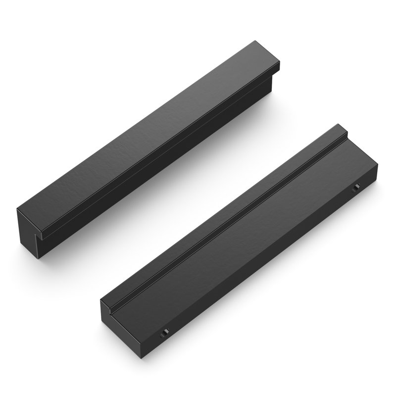 Modern Black Aluminum Finger Pull Cabinet Handles