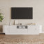 Meuble télé incurvé 86,6 po pour téléviseur de 85 po, meuble audio-vidéo avec rangement, console multimédia cannelée avec portes coulissantes, consoles de télévision de style Mid-Century pour le salon et la chambre à coucher 