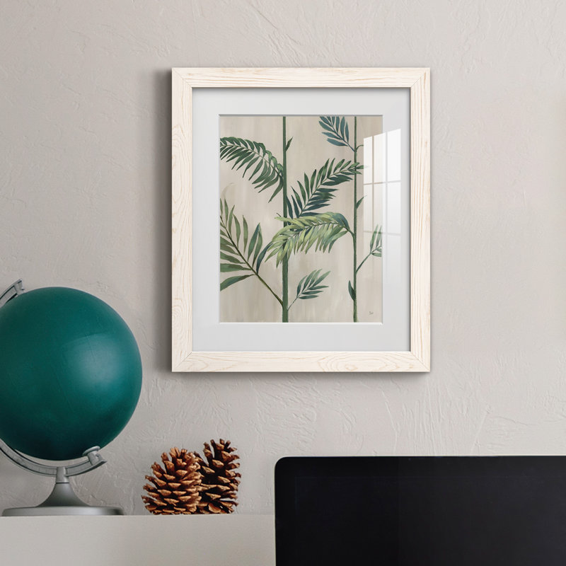 Modern Fronds II - peinture encadrée, Blanc, H 20 po x l 17 po x P 1,5 po