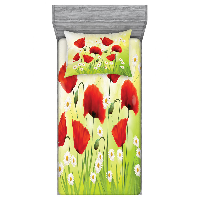 Poppy Microfiber Sheet Set, Twin XL Sheet Set with Fitted Sheet