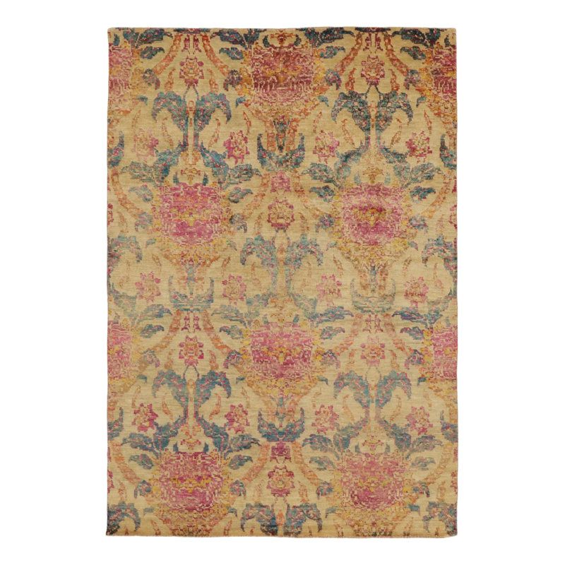 Flatweave Silk and Wool Geometric Area Rug