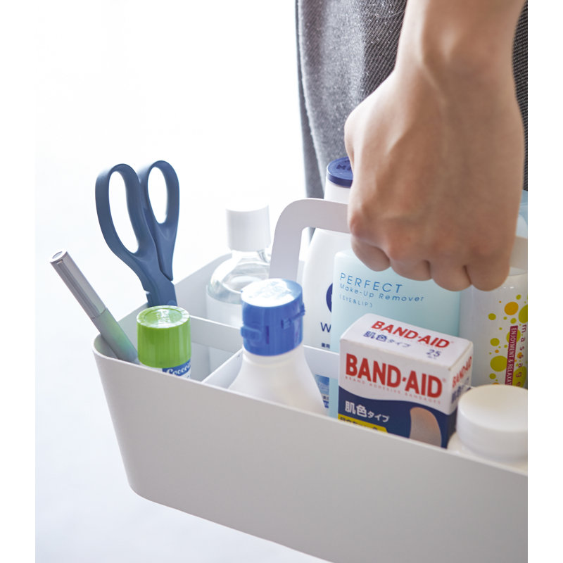 White Steel Large Tool Storage Caddy with Handle