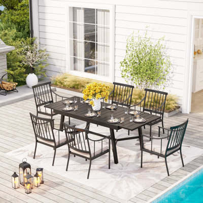 Alyah Rectangular 6 - Person 84" Long Dining Set with Cushions
