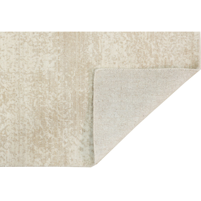 Handmade Wool Area Rug, Beige And Ivory, Rectangle 10' x 14'