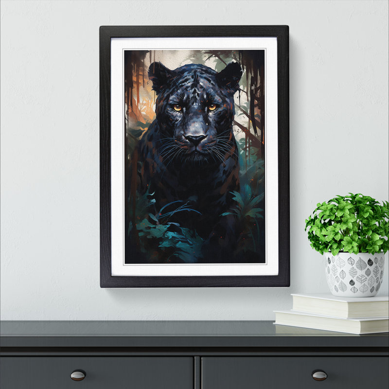 Panther Conceptual - Single Picture Frame Print on Wood, Black Framed, 34cm H x 25cm W x 2" D