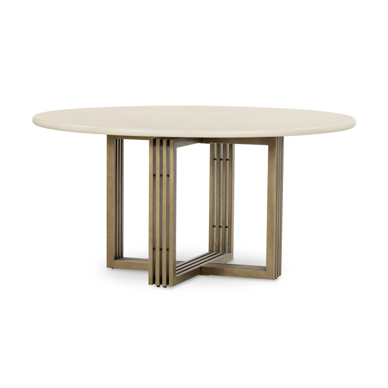 Table de salle à manger à piédestal 60 po Lela, Laiton antique