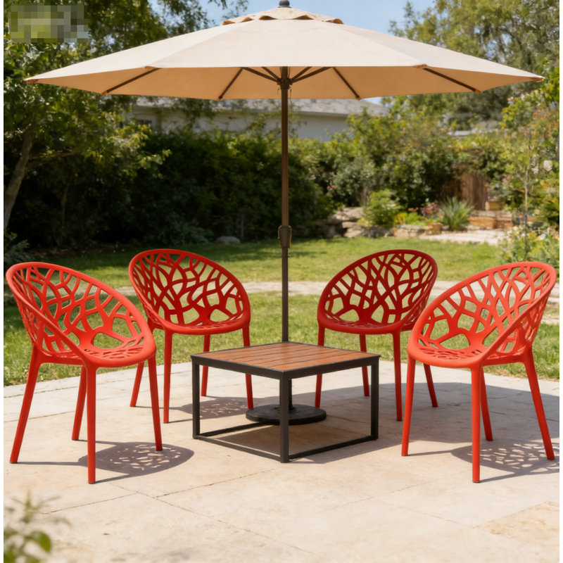 Les chaises de dossier peuvent être empilées avec des chaises en plastique épais avec accoudoirs et des chaises de loisirs creuses pour l'extérieur sur le balcon. (Ensemble de 4)
