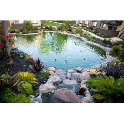 Decorative Pond Between Buildings by Slobo - No Frame Art Prints on Canvas