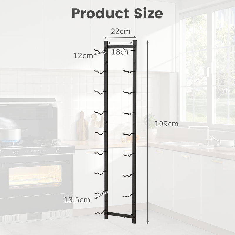 Auton Wine Bottle Rack in Black, 109 cm H x 22 cm W x 13.5 cm D