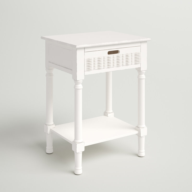 Peters End Table with Storage, Distressed White